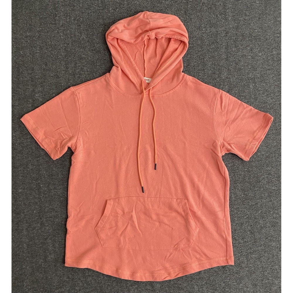 Dubinik Mens Orange Short Sleeve Hoodie Size M